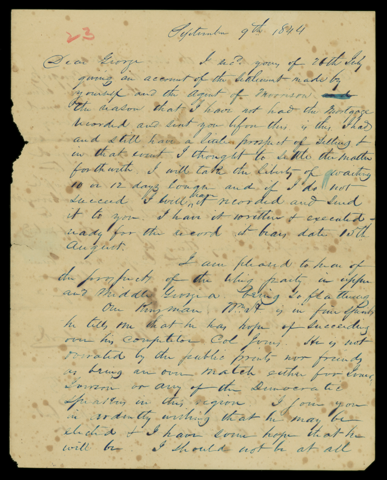 Letter, W[illia]m L. Crawford, Cuthbert, Georgia, to His Excellency George W. Crawford, Milledgeville, Georgia, Page 1