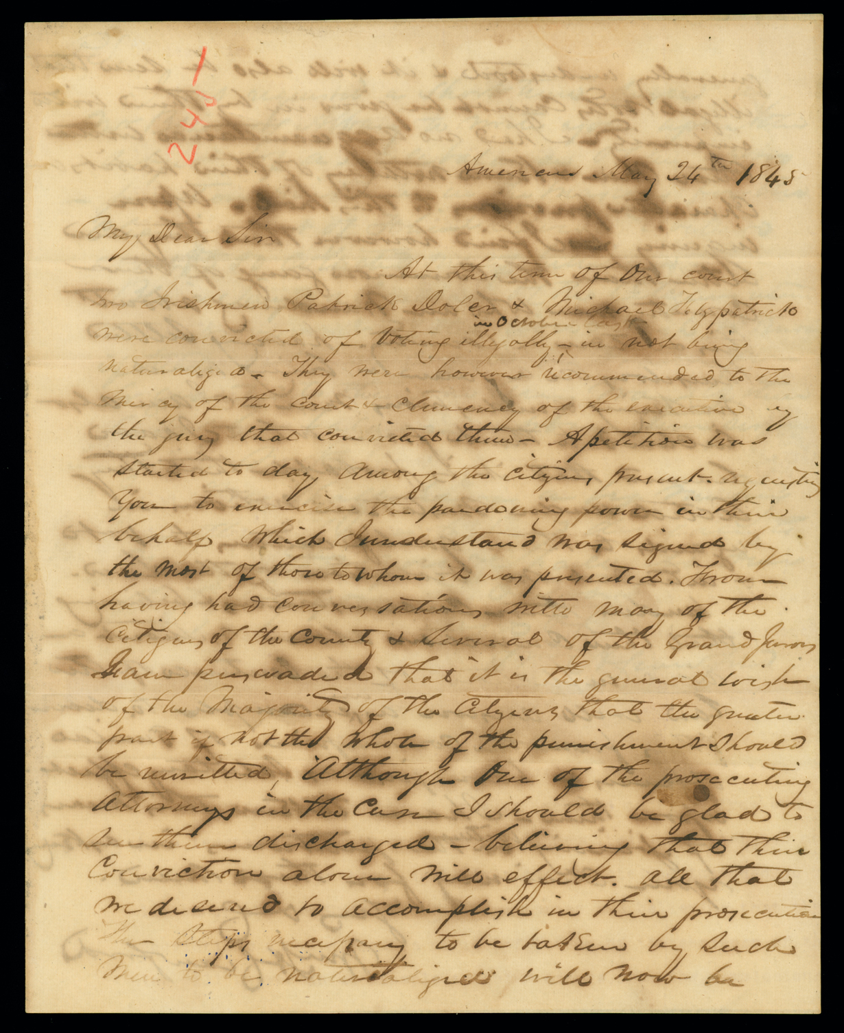 Letter, W[illia]m H. Crawford, Americus, Georgia, to His Excellency George W. Crawford, Milledgeville, Georgia, Page 1