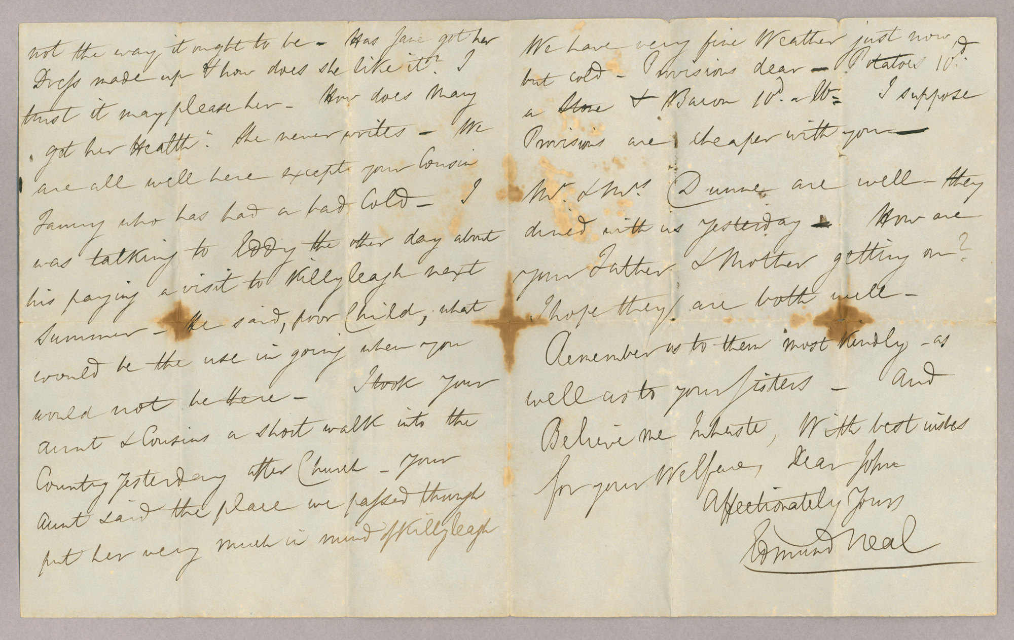 Letter. Edmund Neal, Dublin, Ireland, to "Dear John" [John E. Brownlee], n. p., Page 2-3