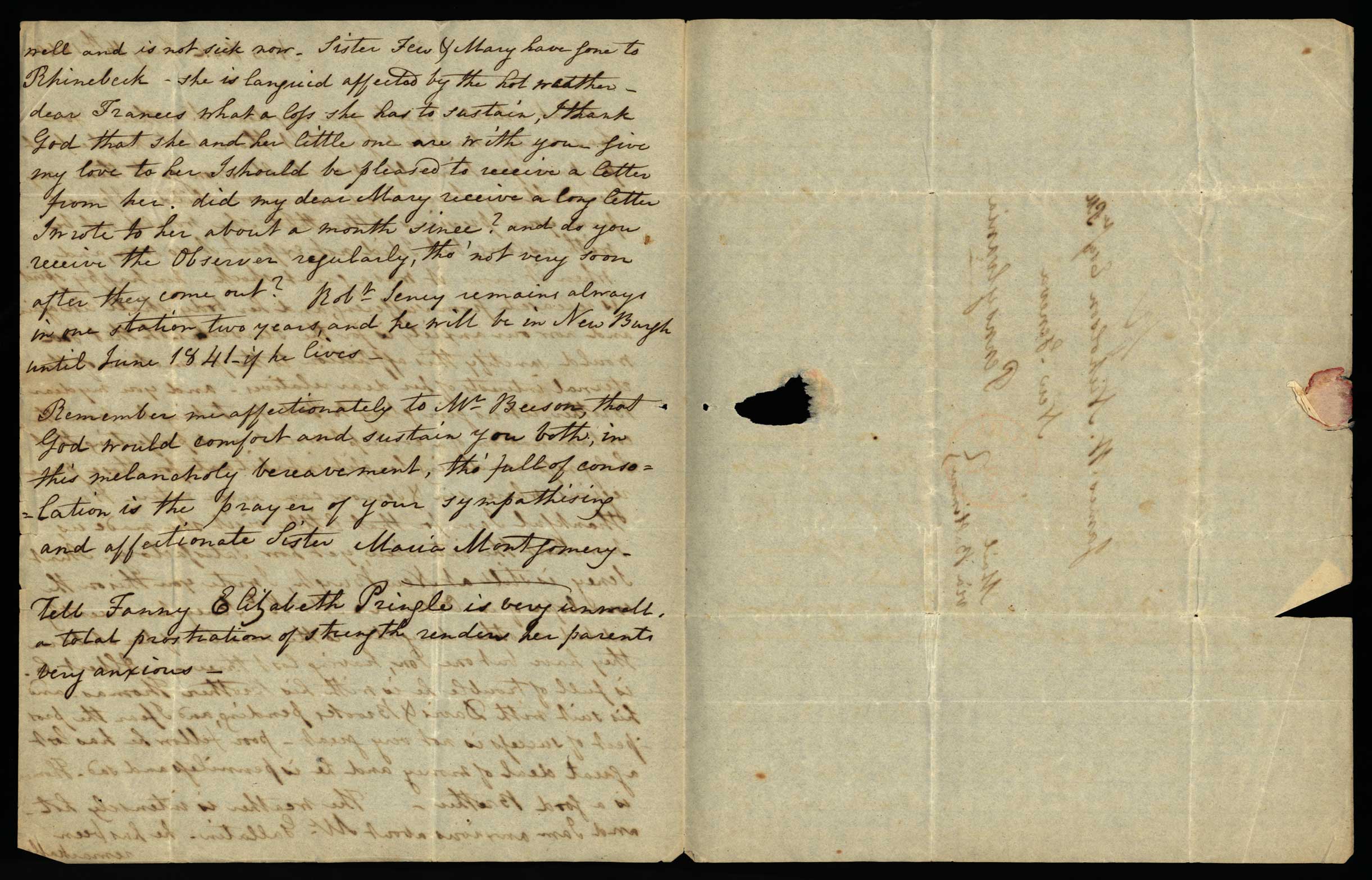 Letter. Maria [Nicholson] Montgomery, New York, New York, to James W. Nicholson Esqre P.M., New Geneva, Pennsylvania, July 1840, Page 2