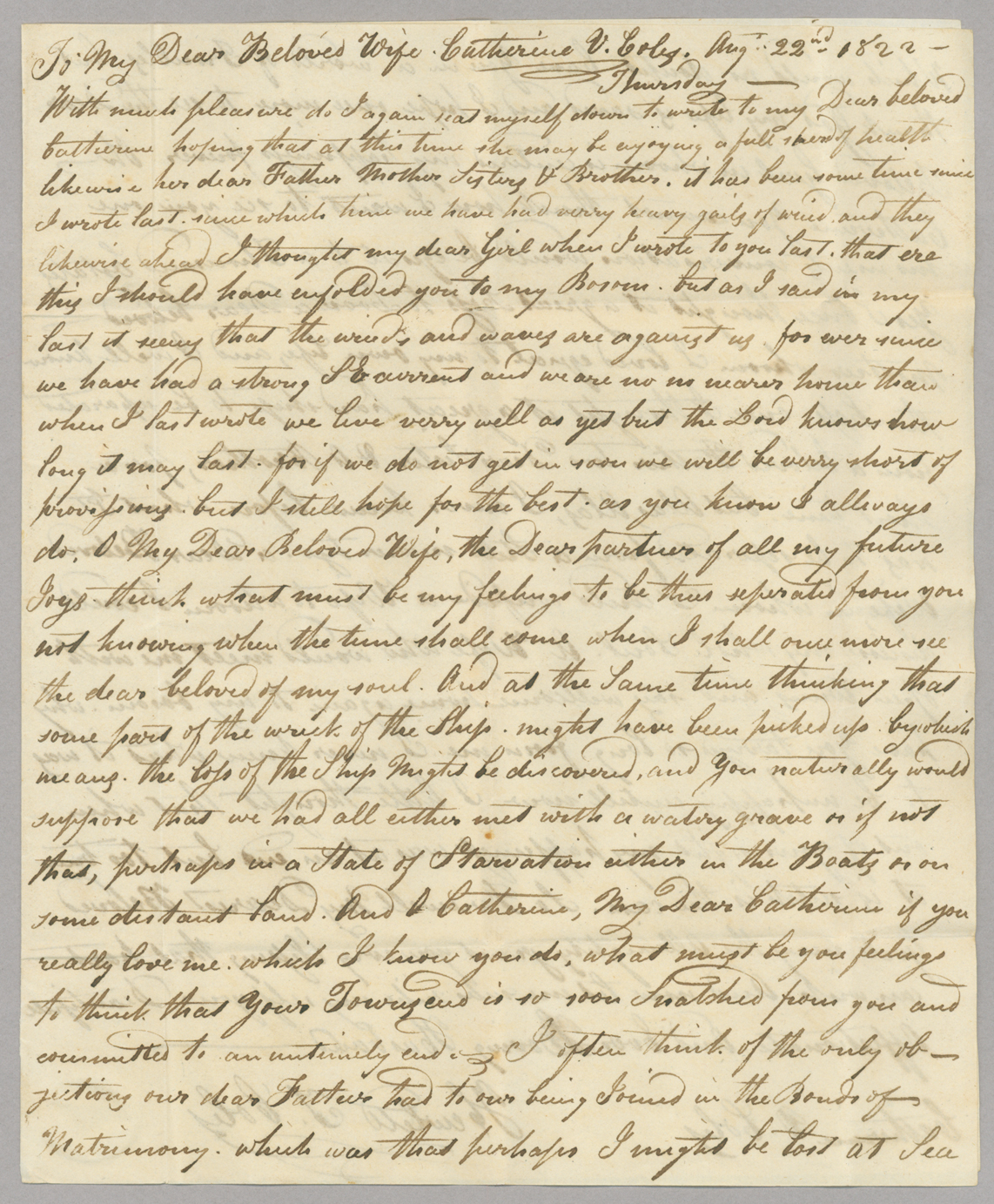 Letter, Hewlett T[ownsend] Coles, n.p., to Catherine V[an Suydam] Coles, n.p., Page 1