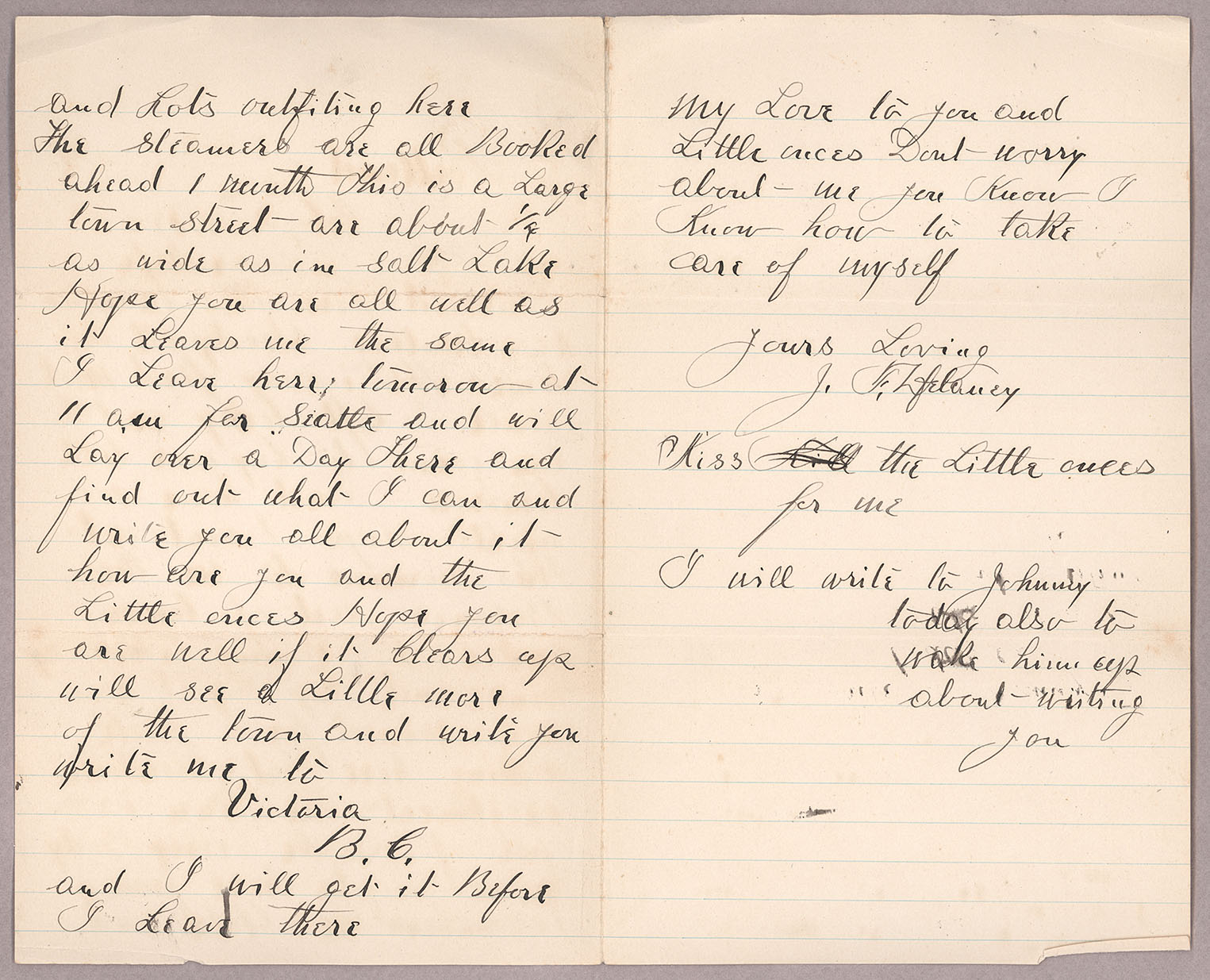 Letter, John F. Delaney, Portland, Oregon, to Caroline D. Delaney, [Salt Lake City, Utah], Pages 2-3