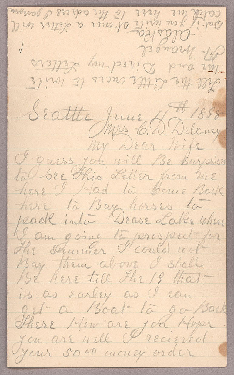 Letter, John F. Delaney, Seattle, Washington, to Caroline D. Delaney, [Salt Lake City, Utah], Page 1