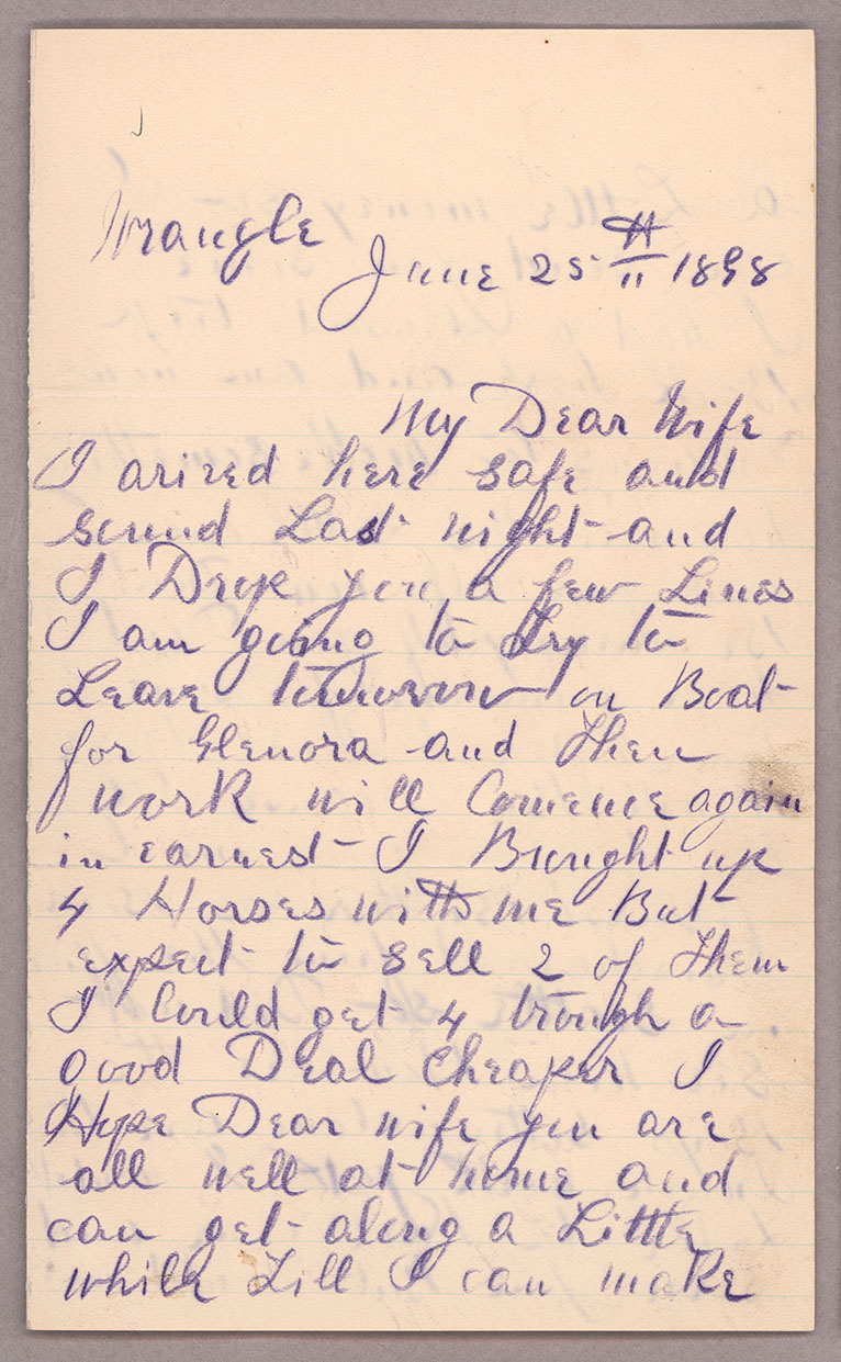 Letter, John F. Delaney, Fort Wrangell, Alaska, to Caroline D. Delaney, [Salt Lake City, Utah], Page 1