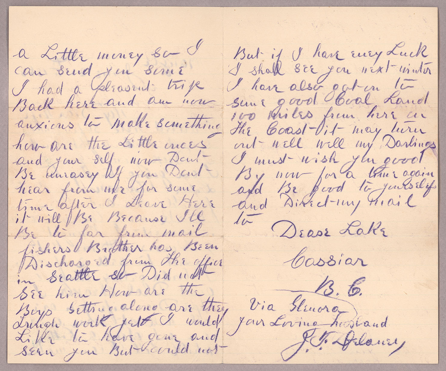 Letter, John F. Delaney, Fort Wrangell, Alaska, to Caroline D. Delaney, [Salt Lake City, Utah], Pages 2-3