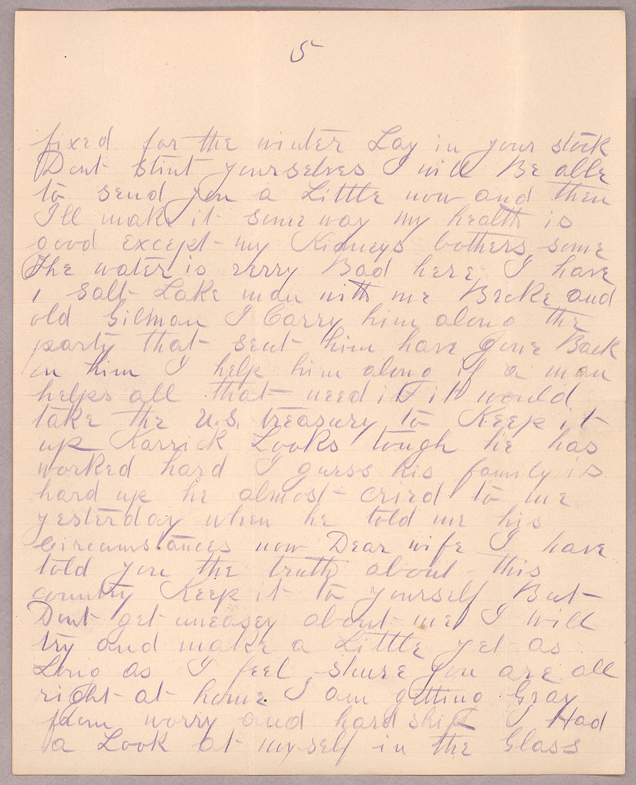 Letter, John F. Delaney, Fort Wrangell, Alaska, to Caroline D. Delaney, [Salt Lake City, Utah], Page 5