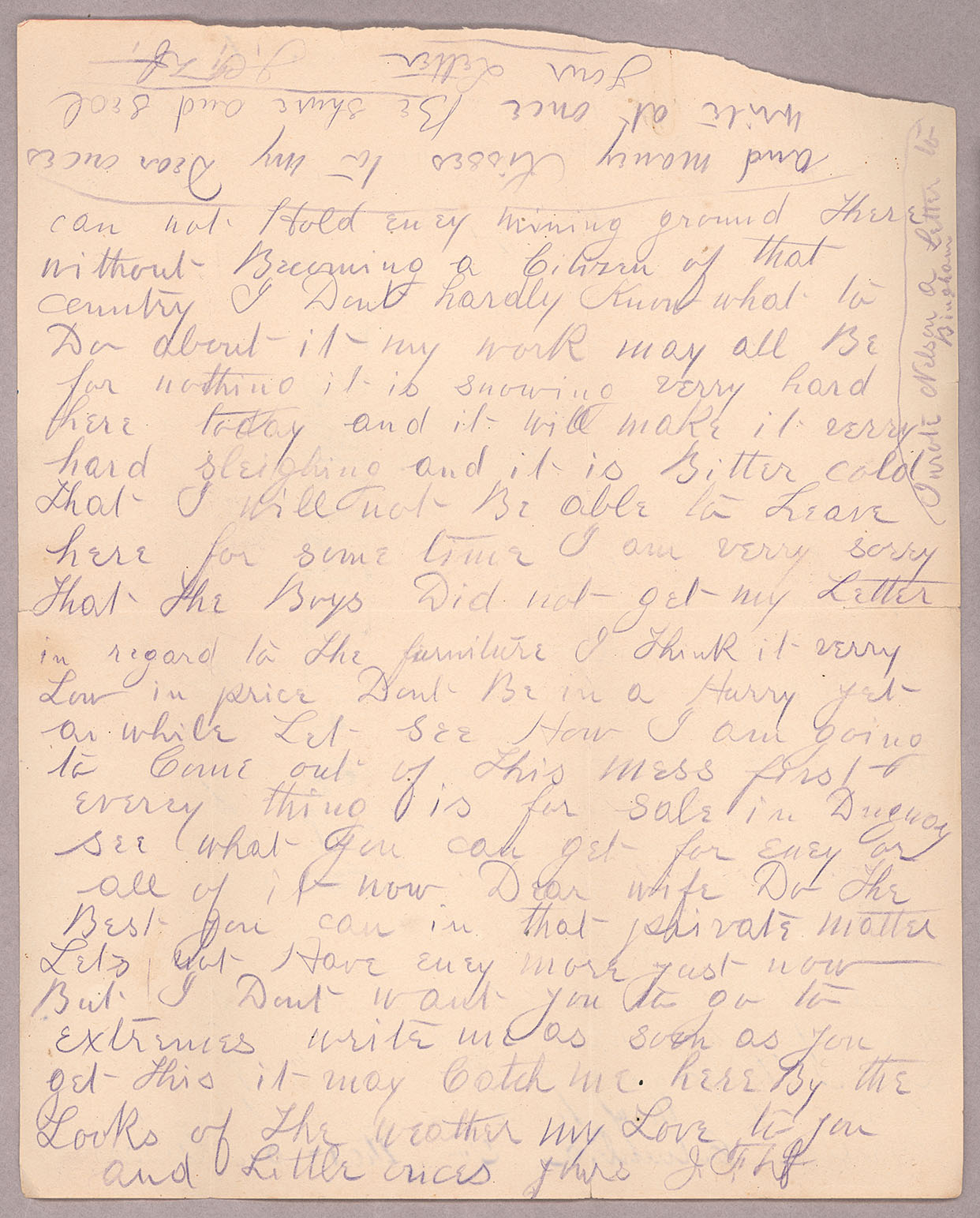 Letter, John F. Delaney, Fort Wrangell, Alaska, to Caroline D. Delaney, [Salt Lake City, Utah], Page 2