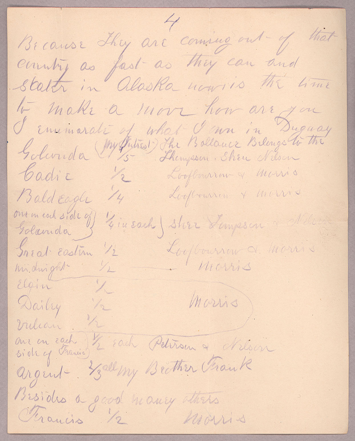 Letter, John F. Delaney, Fort Wrangell, Alaska, to Caroline D. Delaney, [Salt Lake City, Utah], Page 4