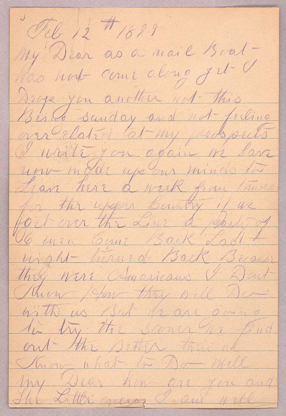 Letter, John F. Delaney, [Fort Wrangell, Alaska], to Caroline D. Delaney, [Salt Lake City, Utah], Page 1