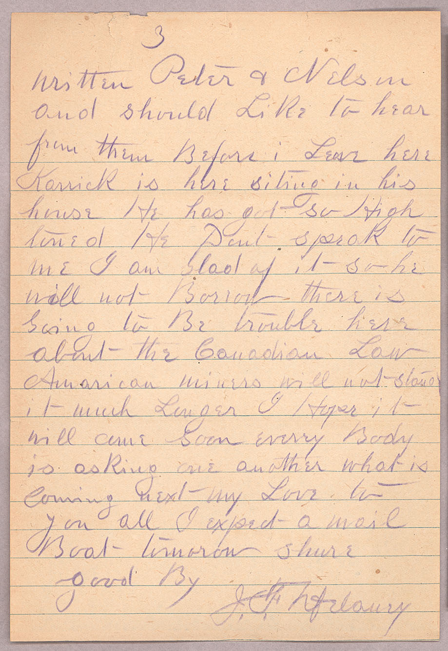 Letter, John F. Delaney, [Fort Wrangell, Alaska], to Caroline D. Delaney, [Salt Lake City, Utah], Page 3