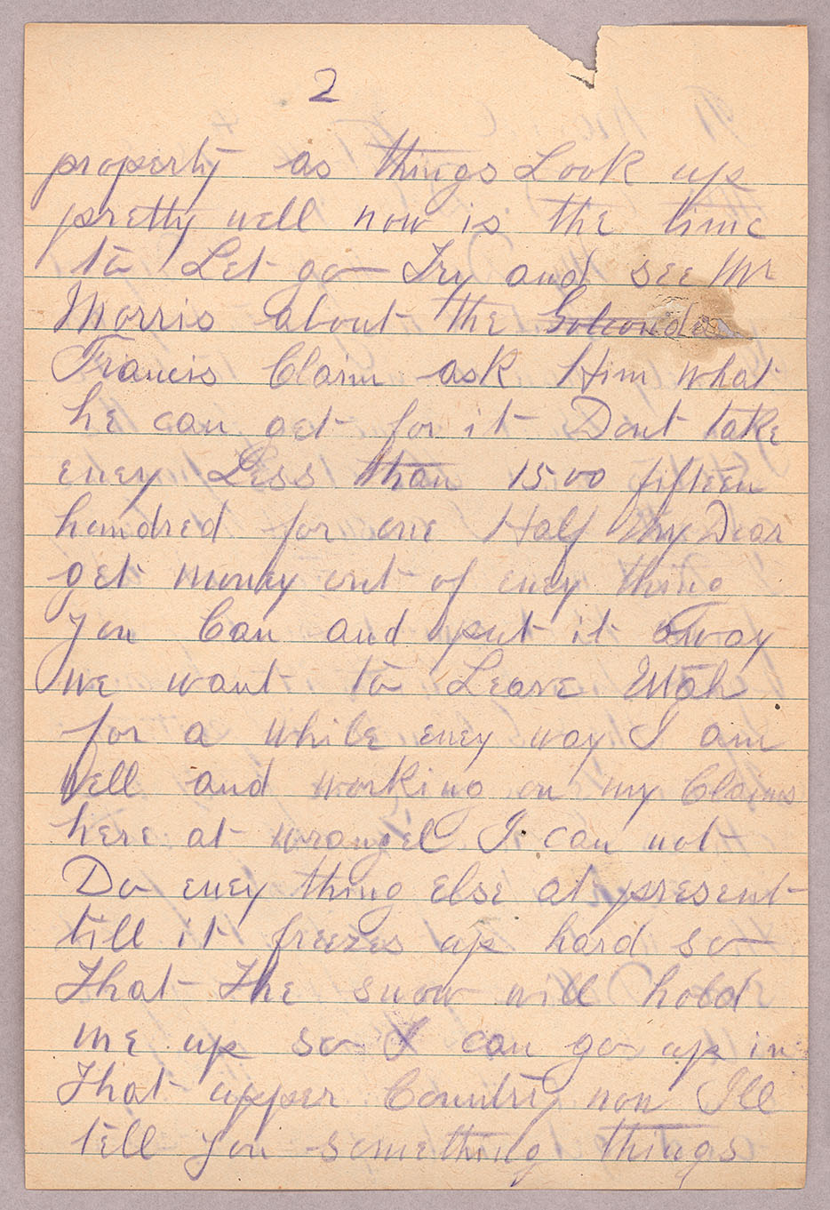 Letter, John F. Delaney, Fort Wrangell, Alaska, to Caroline D. Delaney, [Salt Lake City, Utah], Page 2