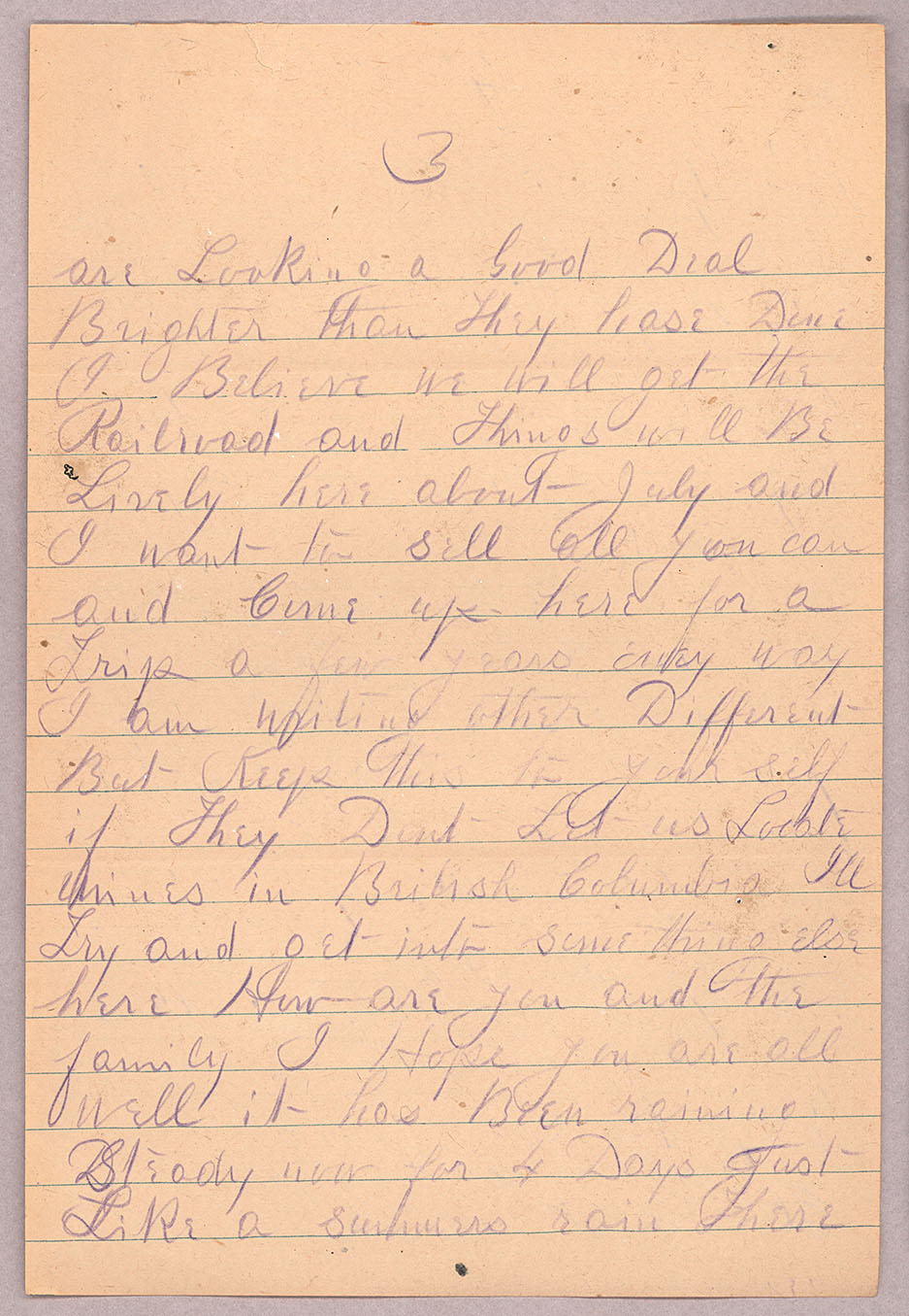 Letter, John F. Delaney, Fort Wrangell, Alaska, to Caroline D. Delaney, [Salt Lake City, Utah], Page 3