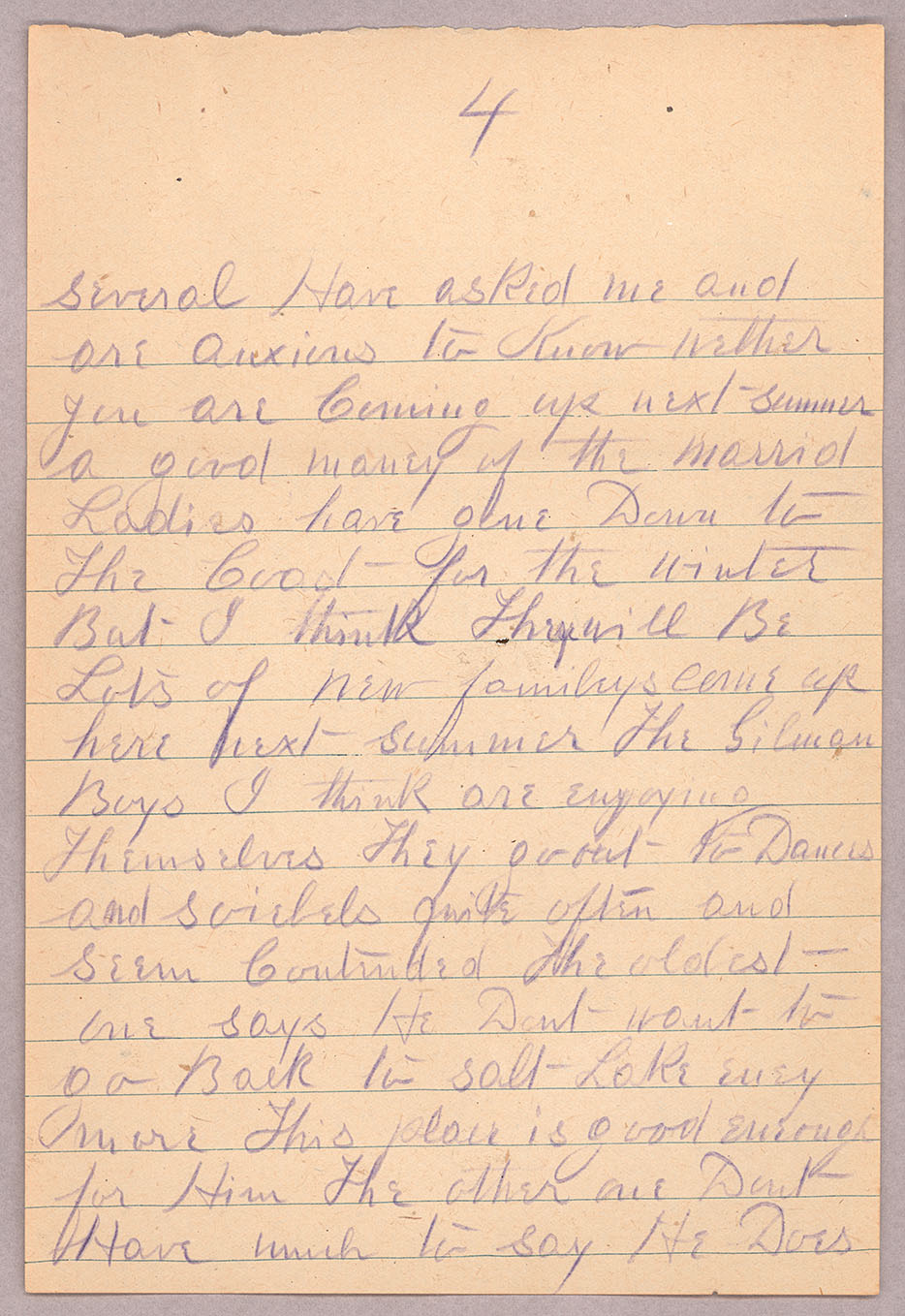 Letter, John F. Delaney, Fort Wrangell, Alaska, to Caroline D. Delaney, [Salt Lake City, Utah], Page 4