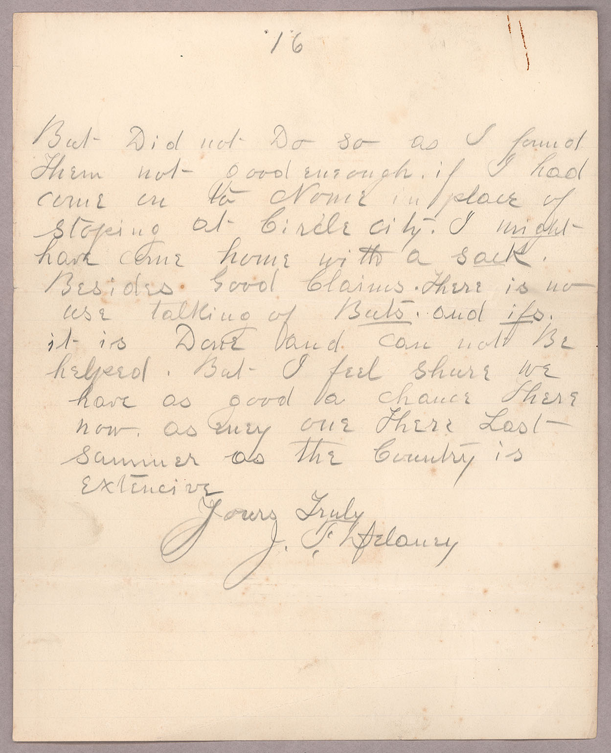 Letter, John F. Delaney, Salt Lake City, Utah, to Harry Haynes, n.p., Page 16